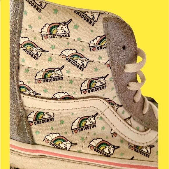 Vans I Love Unicorns Rainbow Mid Zip From Heel Cute Girls Shoes Size 2.5. - Picture 1 of 12